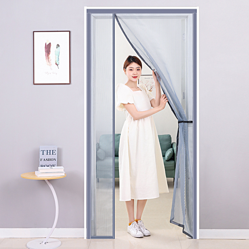 Summer Side-Opening Anti-Mosquito Door Curtain Without Punching Diamond Yarn Widened Velcro Home Bedroom Magnetic Self-Priming Door Curtain