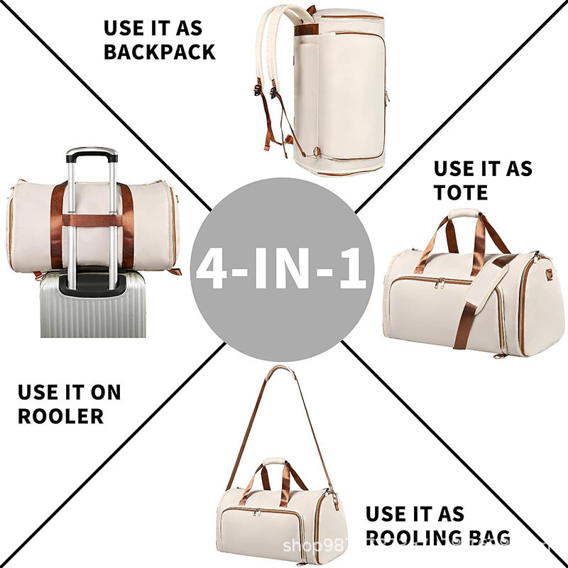 Bolsa de ropa de viaje con cinturón convertible desmontable bolsa de traje de suspensión portátil bolsa de viaje función de maleta