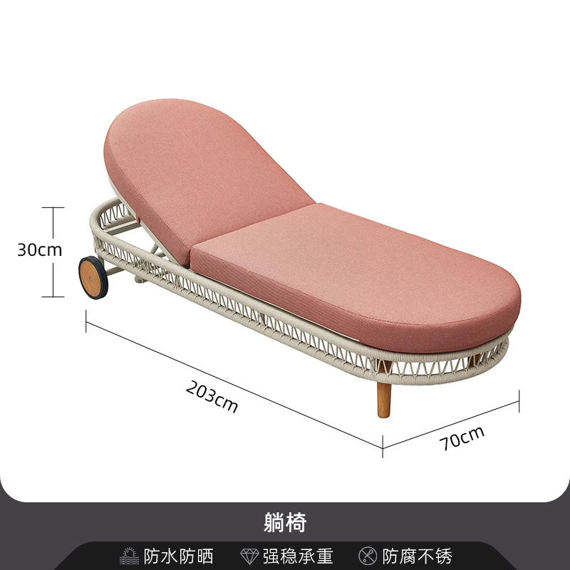 Sofá de patio impermeable al aire libre teca caña sofá jardín al aire libre residencial ocio simple combinación de madera sólida
