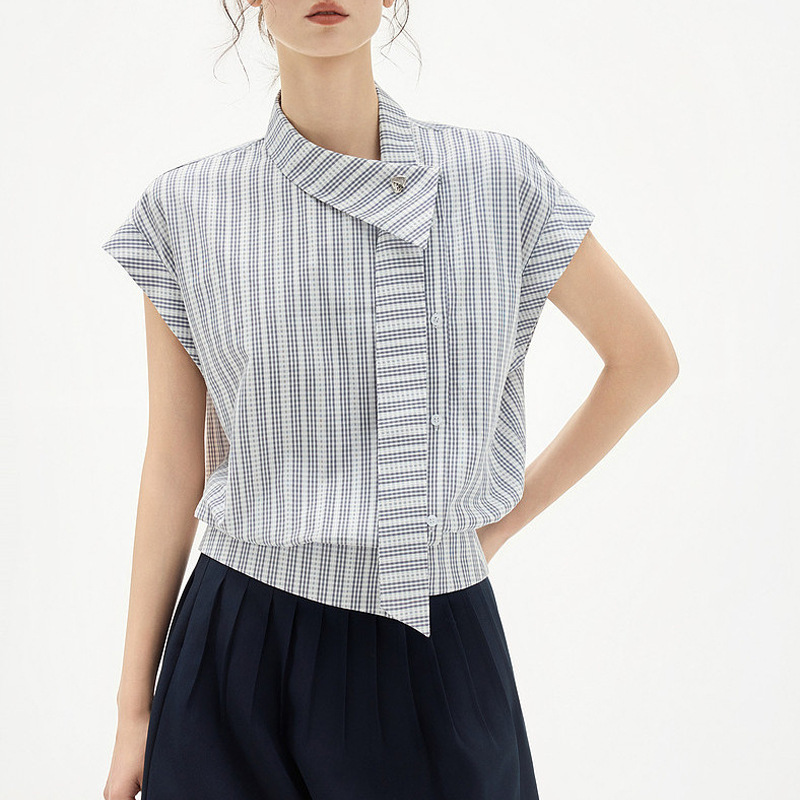 [Playful Statement] Irregular Sleeveless Shirt for Women 2026 Summer New Style Unique Casual Top for Work Commute
