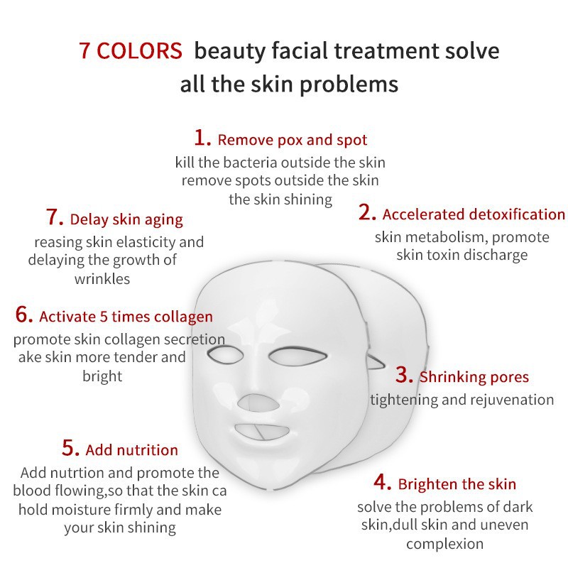 Amazon popular 7-Color LED belleza máscara fotón rejuvenecimiento de la piel Instrumento 7-color espectrómetro colorido hogar máscara instrumento