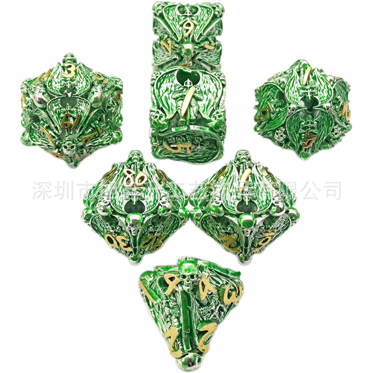 Transfronterizo nuevo metal hueco yihadista Ángel dados DND csulu corriendo grupo juego de mesa de 7 piezas multi-Cara dados al por mayor