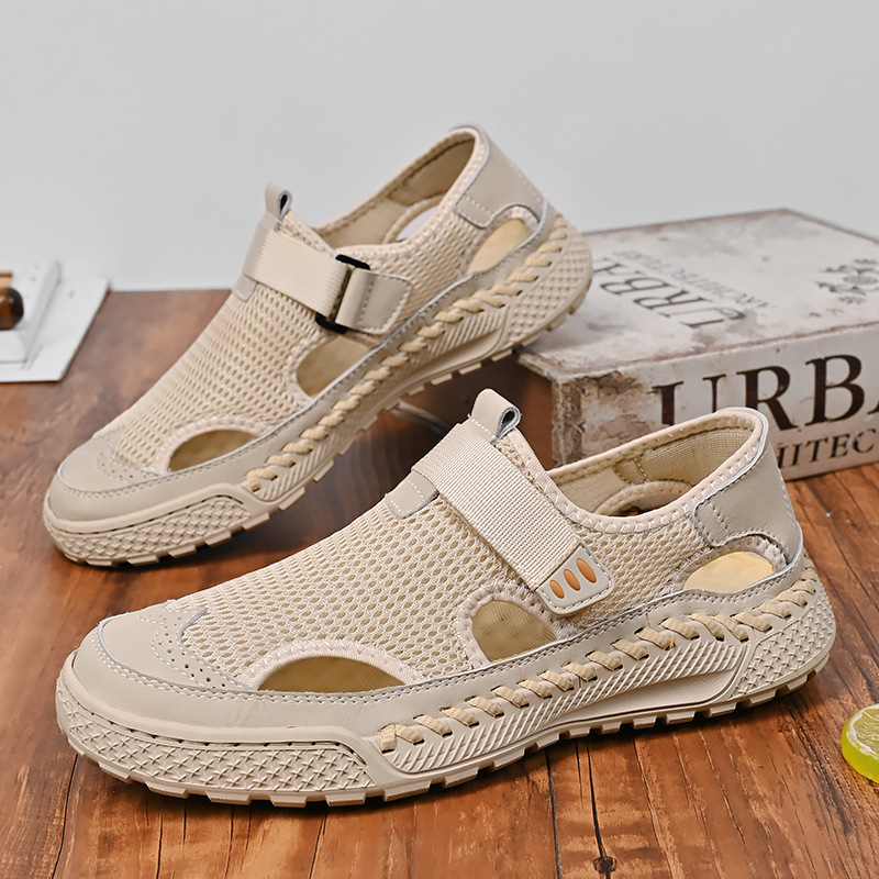 Transfronterizos de verano nuevo tipo de aire permeable malla antideslizante para hombre al aire libre sandalias de playa de fondo grueso