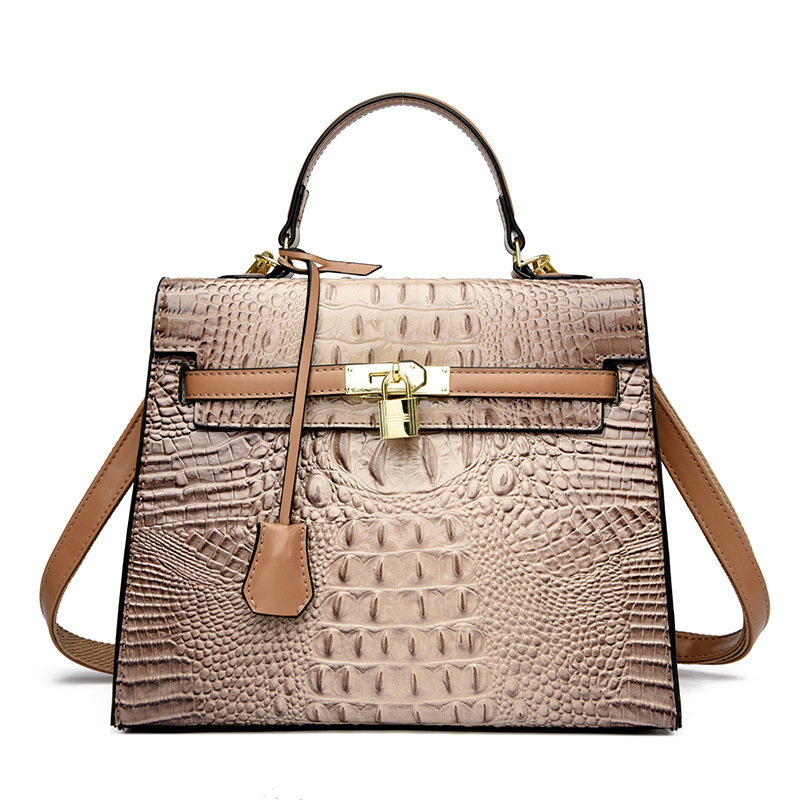 Foreign Trade Women's Bag 2025 New Arrival Crocodile Pattern Platinum Women's Bag Fashion Handbag Shoulder Bag Kelly Bag Crossbody Bag