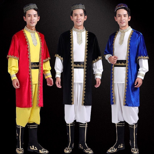 Xinjiang Dance Costume Adult Male Uyghur Xinjiang Vest Set Square Dance Ethnic Minority Performance Costume for Men