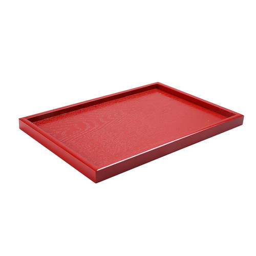 Chinese rectangular wooden tray red wedding tea tray household wedding fruit tray round snack candy tray fruit