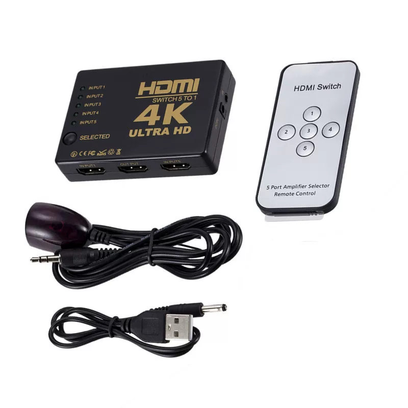 Пульт дистанционного управления 5 входов HDMI 5*1 прямоугольная лента переключатель поддерживает 4К*2К 5X1HDMI переключение высокое разрешение конверсия