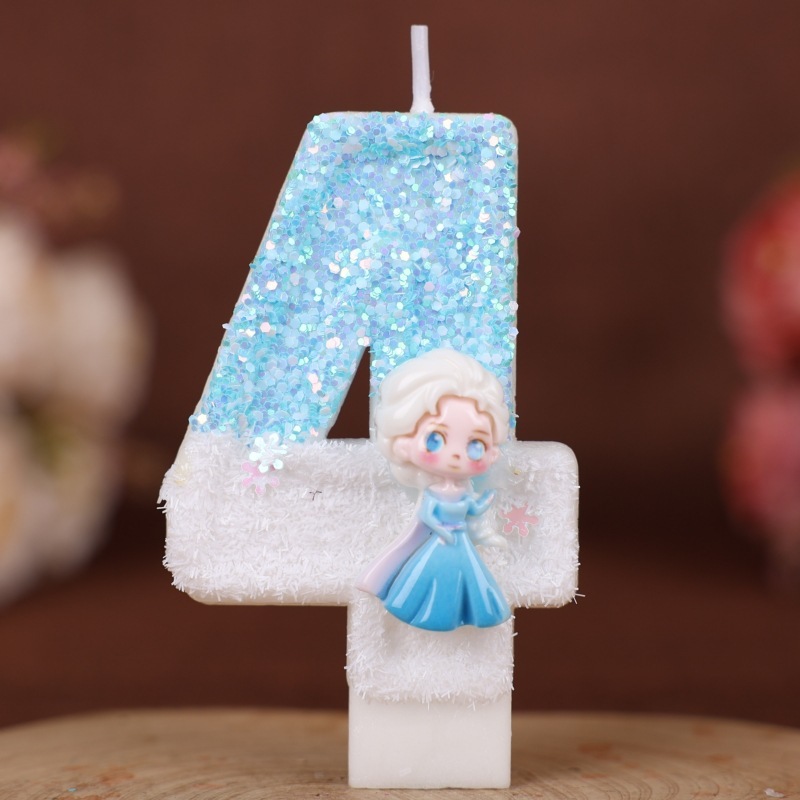 クロスボーダー用エルザデジタル誕生日キャンドルケーキパーティーデコレーションスパンコール手作りデジタルキャンドル0-9diy漫画|undefined