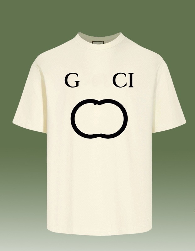 GUクロスボーダー正規版25SSクラシック新作ダブルG漫画レタープリントカップル半袖Tシャツファッション|undefined
