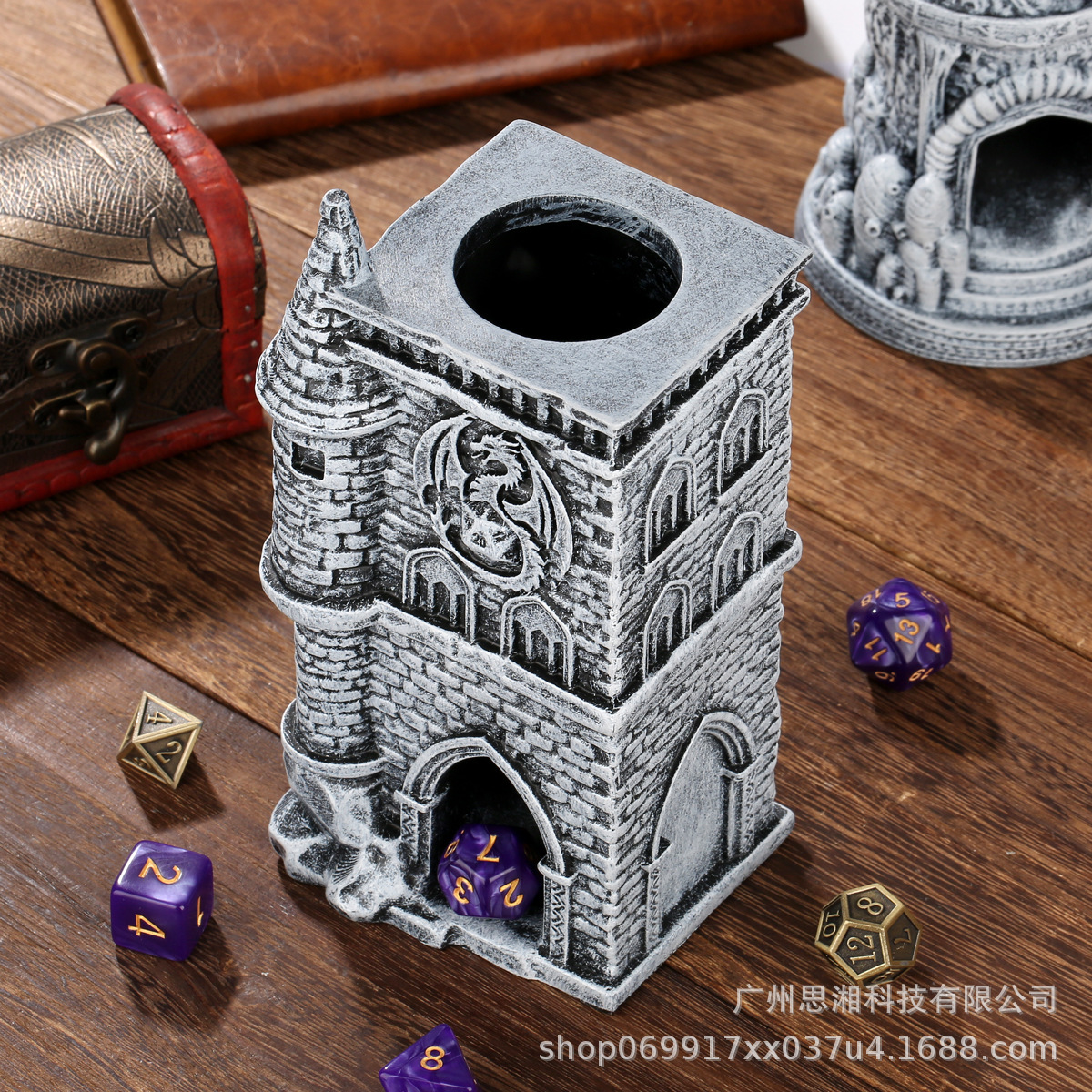 Transfronterizo D20 Flying Dragon Castle Resin Dice Tower Decoration Desktop Model Resin Fit for DND Table Games Dice Tower Accessories image 3
