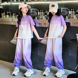 女童夏季套装2026新款大童女孩洋气网红炸街夏装冰丝速干运动服装