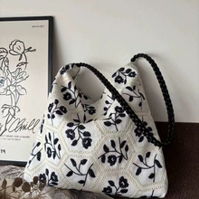 菜市场的猫原创牛仔刺绣简约小众设计托特包春夏百搭小众手工布包