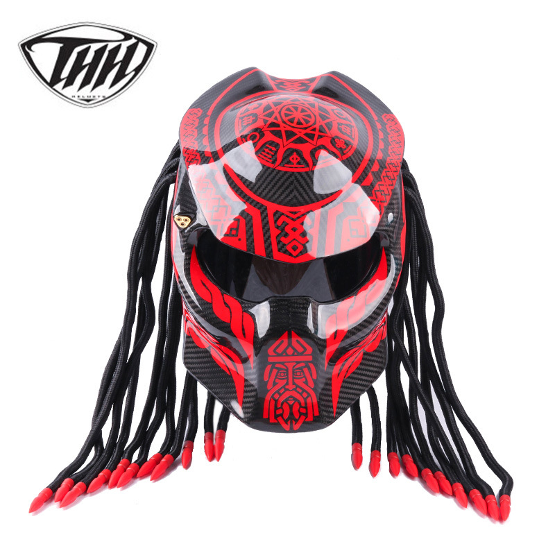 Casco transfronterizo personalidad cubierta completa Iron Warrior fibra de carbono casco de forma especial motocicleta retro hombres y mujeres coche deportivo casco completo