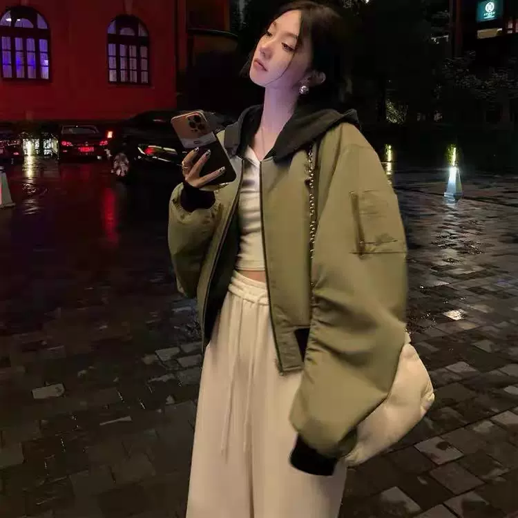 双面穿pu皮连帽外套女2025秋季新款复古短款黑色休闲夹克上衣