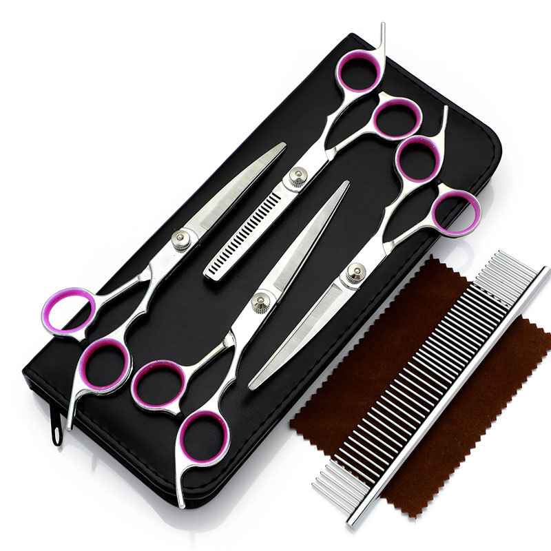 Tijeras de belleza para mascotas directas de fábrica tijeras de corte de pelo de perro profesional tijeras rectas tijeras de dientes tijeras de peluche corte de pelo peine traje