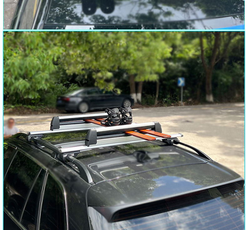 Suv Car Roof Ski Rack with Lock, Roof Rack for Ice and Snow Sports, Snow Sled Rack, Luggage Rack, Aluminum Alloy for Single and Double Boards