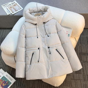 European and American Export 2025 New Cotton-Padded Jacket for Women, Mid-Length Hooded Cotton-Padded Jacket, Thickeneded Slim Cotton-Padded Jacket, High-End Jacket