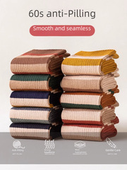 Ladies' Autumn/Winter Crew Socks with Small Floral Retro Style, Anti-Odor, Absorbent, Cold-Resistant, Ribbed and Striped Long Socks