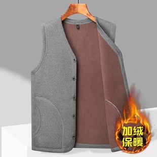fleece-lined Thickened Vest for Middle-aged and Elderly Winter Fleece for Elderly Wearing Waistcoat for Dad Men's Warm Vest