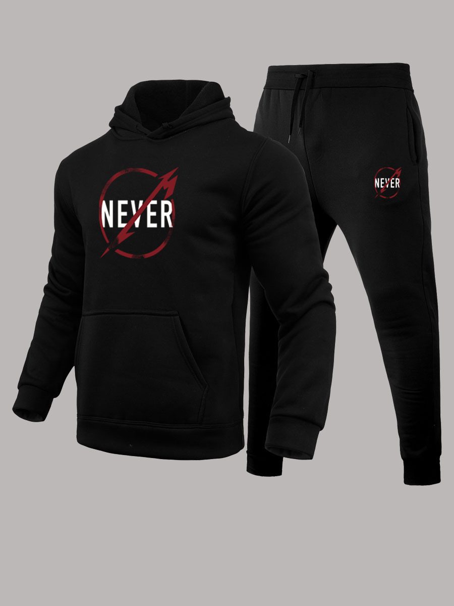 Men's Trendy Two-Piece Outfit Hoodie And Sweatpants Set Casual European American Style Letter Print_voghion.com