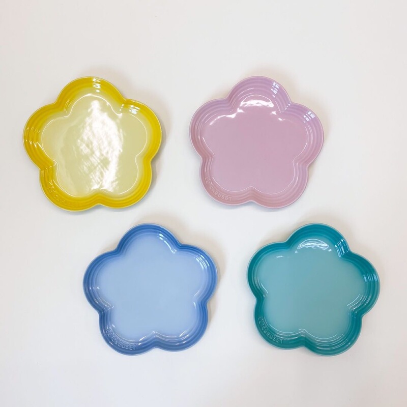 French Rainbow Flower Plate 23cm Porcelain Plate 4-Piece Gift Box Flat Plate Set Household Dish Plate Underglaze Color