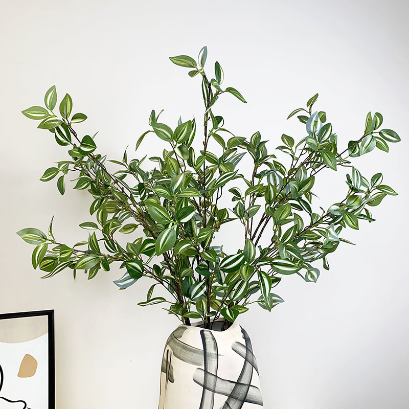 單支眼眉仿真綠植吊竹梅吊蘭紅眼眉植物酒店裝飾造景藤條假花森系