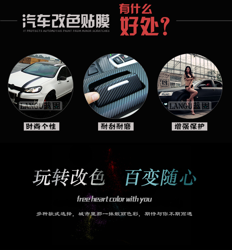 Car Color Changing Film Carbon Fiber Sticker Film Body Roof Black Car Cover Interior Central Control Network Motorcycle Ab Column