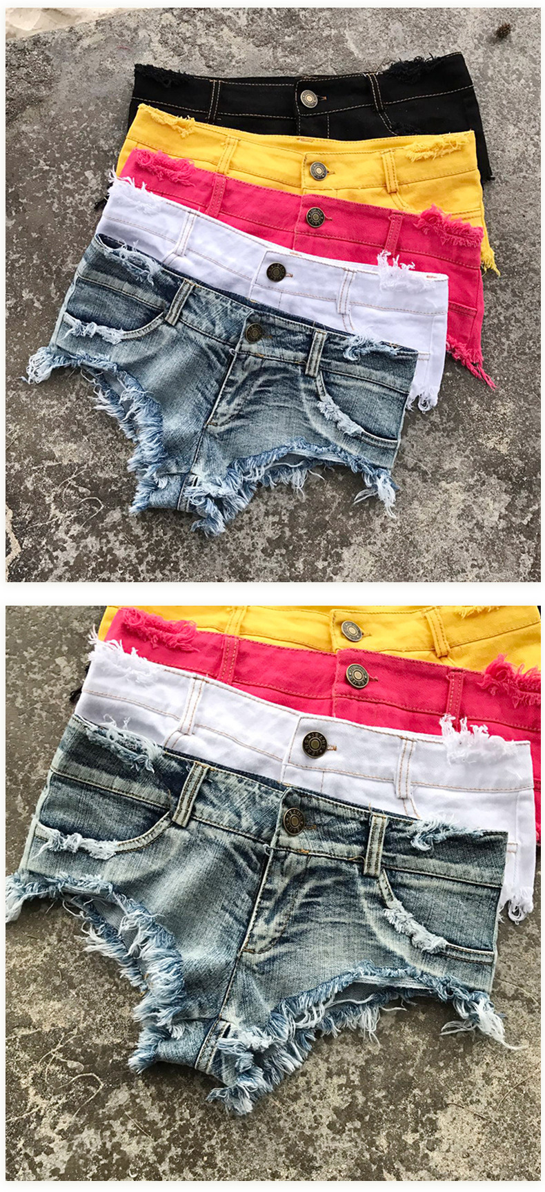 solid color low waist denim shorts NSML64117