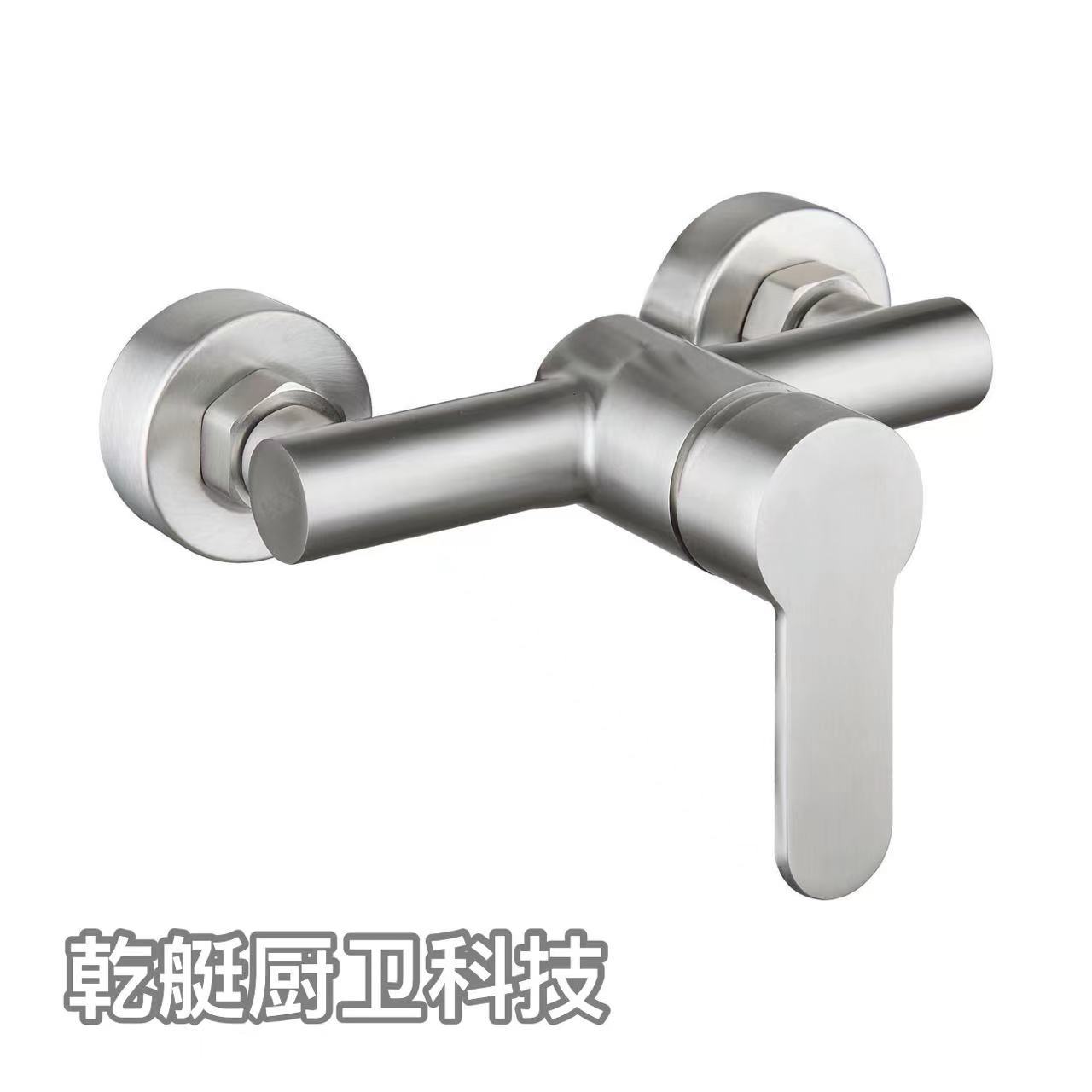 304 stainless steel bathtub three-in-one faucet, exposed shower faucet, cold and hot water mixing valve, simple shower head set undefined