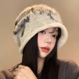 帽女针织帽毛绒冷秋冬蝴蝶户外月子帽堆堆小帽批发包头帽显脸保暖