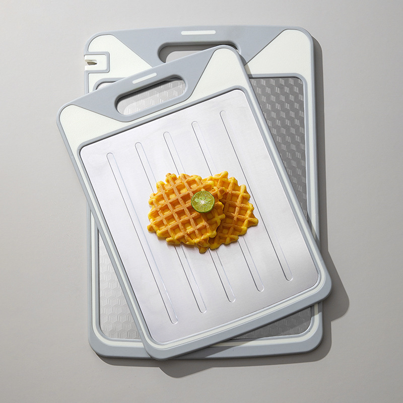 Tablero de cortar de doble cara Tablero de perforación descongelado Tablero de cortar de acero inoxidable Tablero de cortar multifunción con afilador Tablero de cortar antideslizante