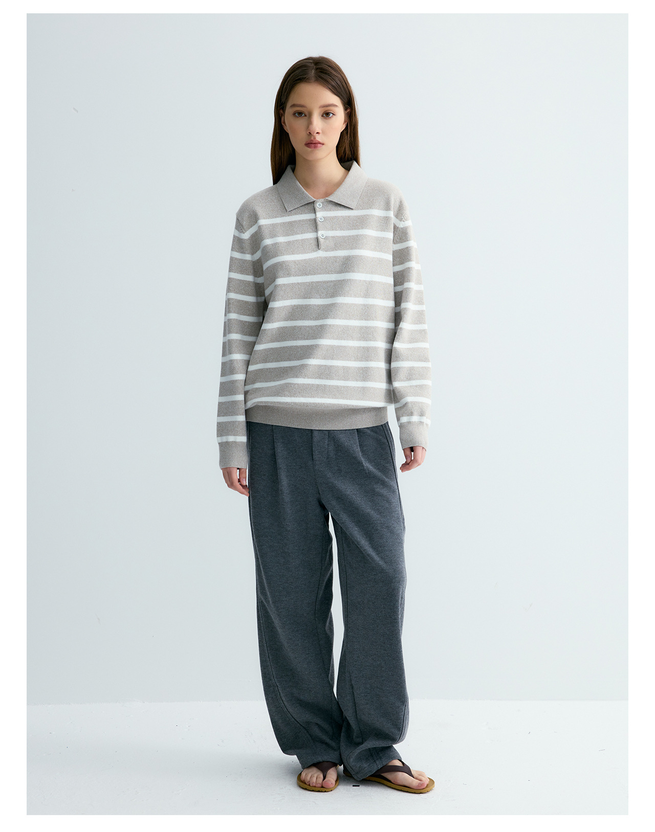UNF Color-Block Striped 300g Polo Sweater