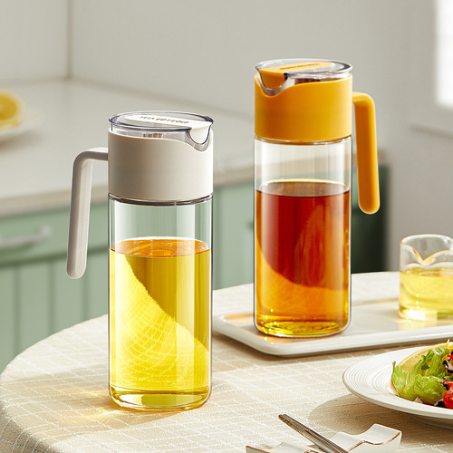 Glass oil pot leak-proof oil tank does not hang oil automatic opening and closing kitchen household soy sauce vinegar seasoning bottle large capacity