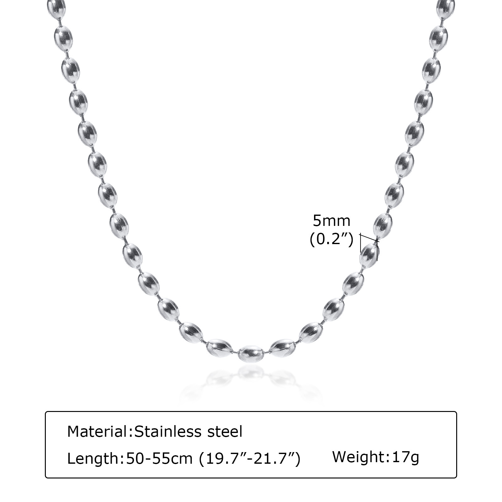 Fashion Solid Color Stainless Steel Necklace 1 Piece