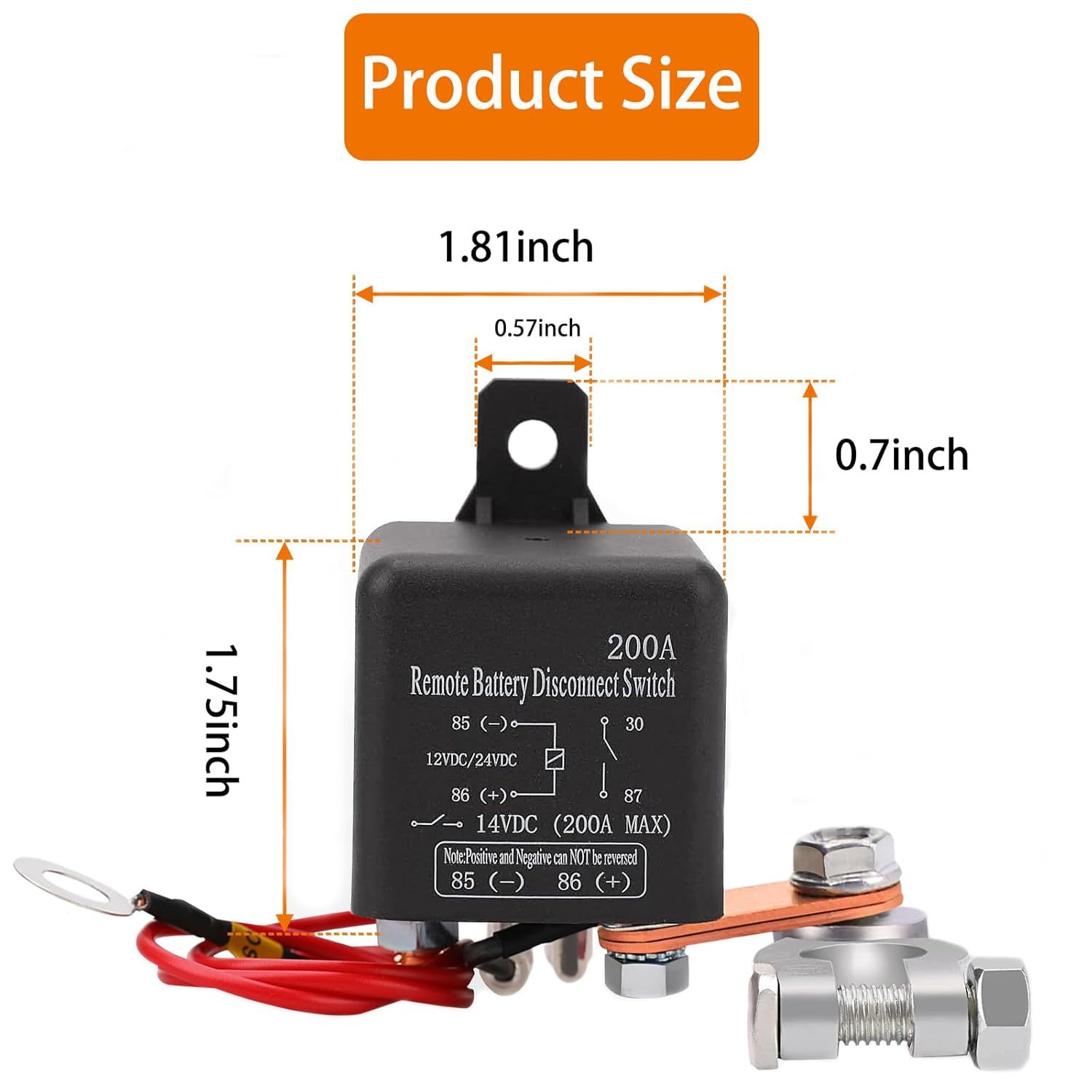 200A Automotive Relay with Remote Control 24V Start Power Protection Wireless Remote Control Power Cut-Off Switch
