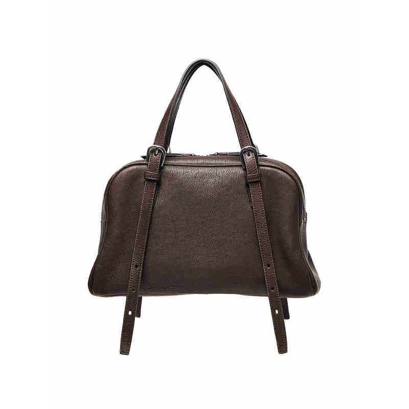 New Vegetable-Tanned Leather Luxury Bowling Bag For Women - Spring Retro Large Capacity Commuter Shoulder Handbag - Thumbnail 5
