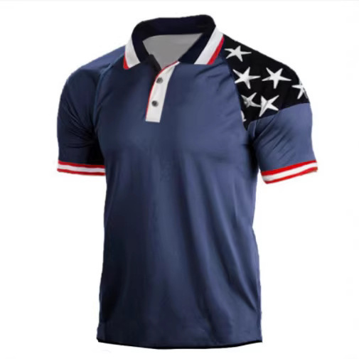 Cross-Border European and American Men's Summer Short-Sleeved 3D Digital Printed Camouflage Polo Shirt Men's Casual Polo Shirt