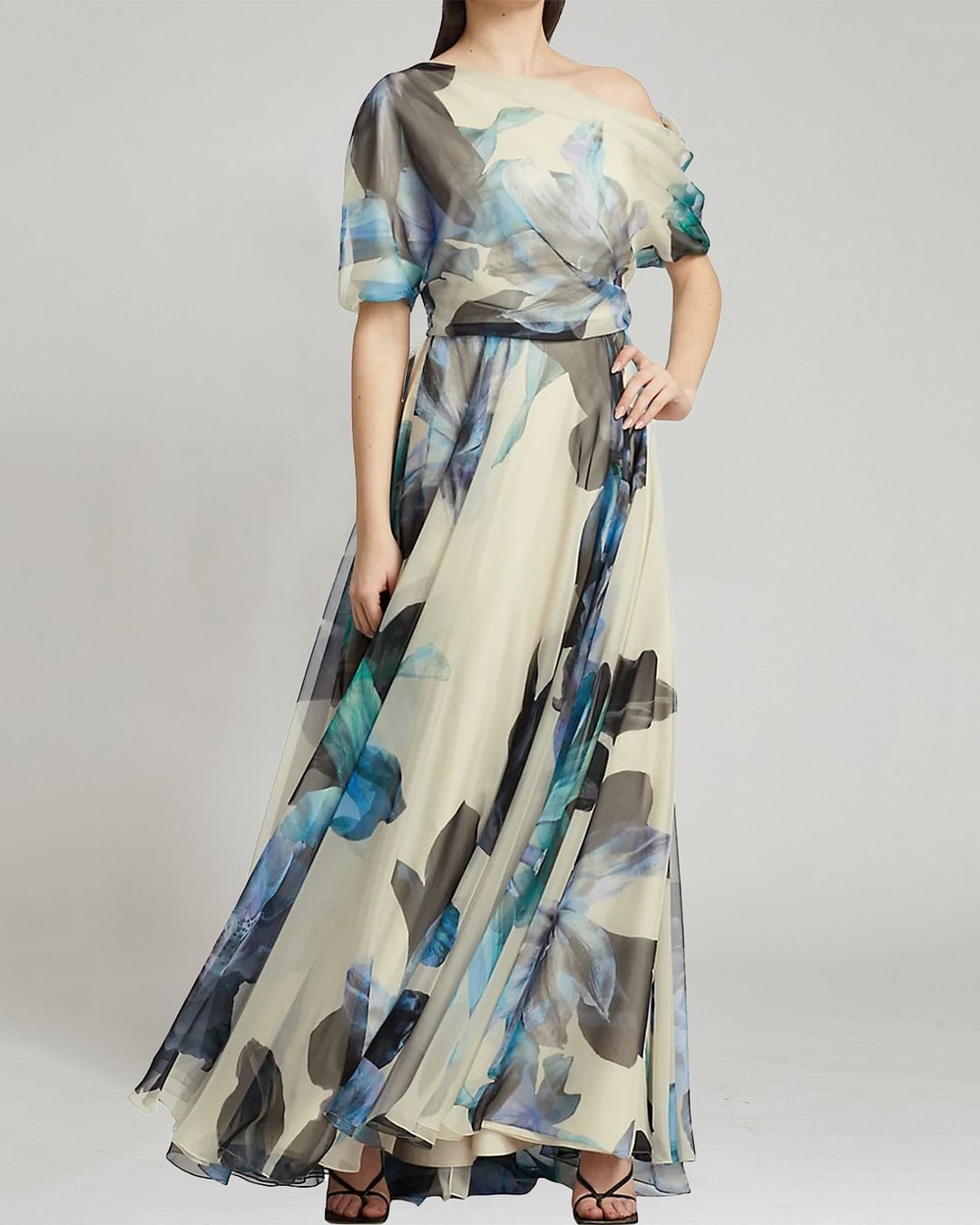 2025 Cross-Border Summer New European And American Bohemian Vacation Style Lace-Up Lolita Flared Printed Dress_ecoleips.com
