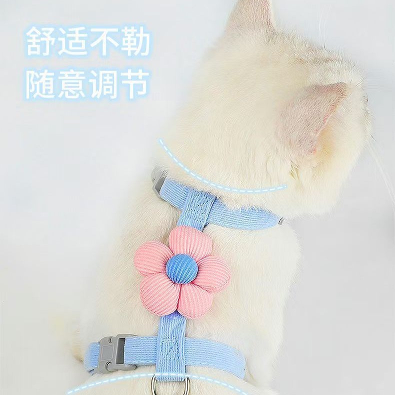 跨境花朵猫咪牵引绳工字型宠物牵引绳套装小型犬狗狗牵引绳遛猫绳|undefined