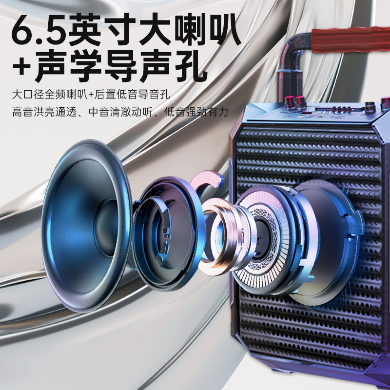 志高の新型の手持ち式の屋外のbluetoothの音響の携帯の無線のマイクのk歌の音響の広場のダンスの大きい音量|undefined