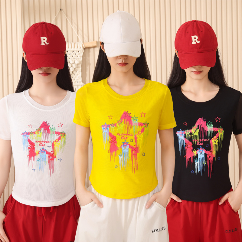 2025年新作夏ソフトガーゼ半袖8色スクエアダンス服トップス|undefined