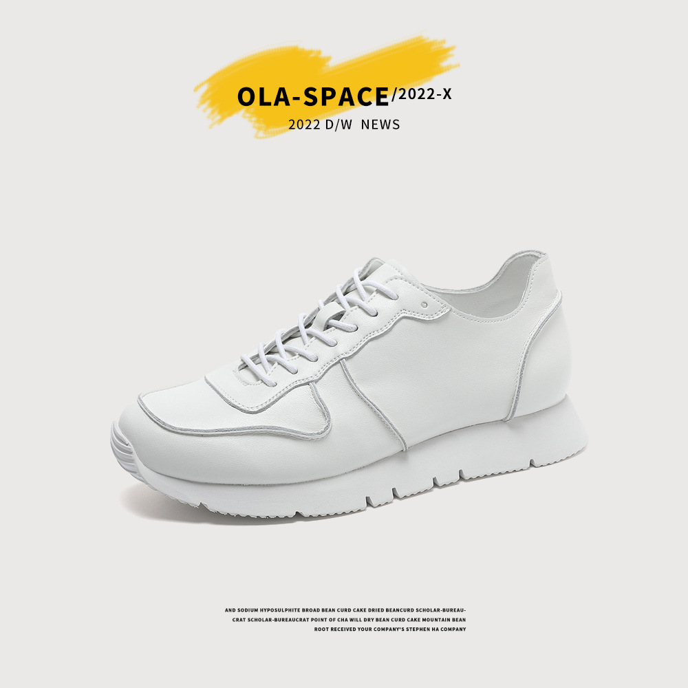 Sixth Uncle White Shoes Trendy Running Shoes Sports Shoes Casual Board Shoes Retro Platform Shoes Men's Shoes All-match Leather Shoes