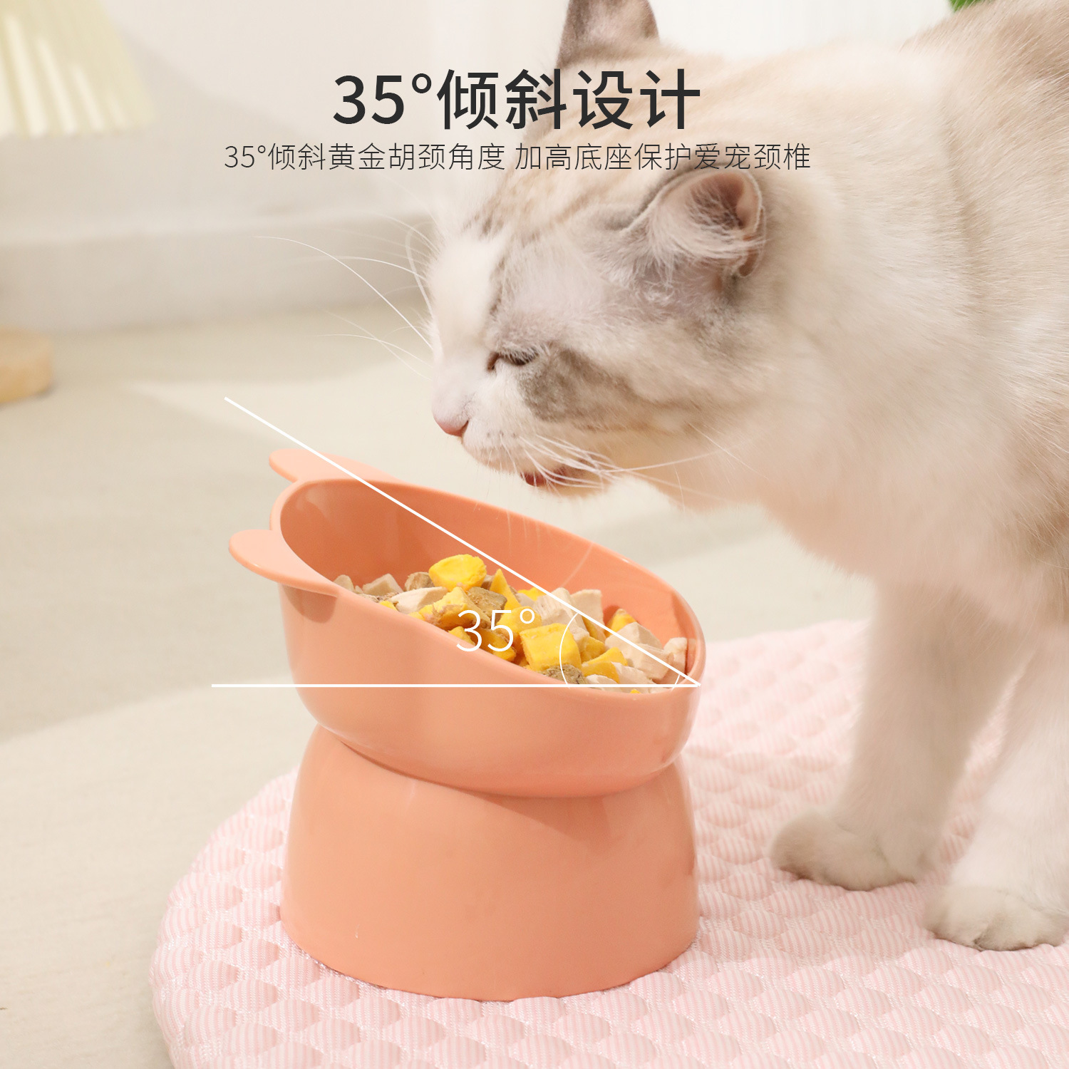 Cuenco de mascotas cuero Taobao Estilo nórdico inclinado patas altas cabeza de oso cuenco protección del cuello antidetonante gato cuenco de mascotas tazón de comida tazón de gato