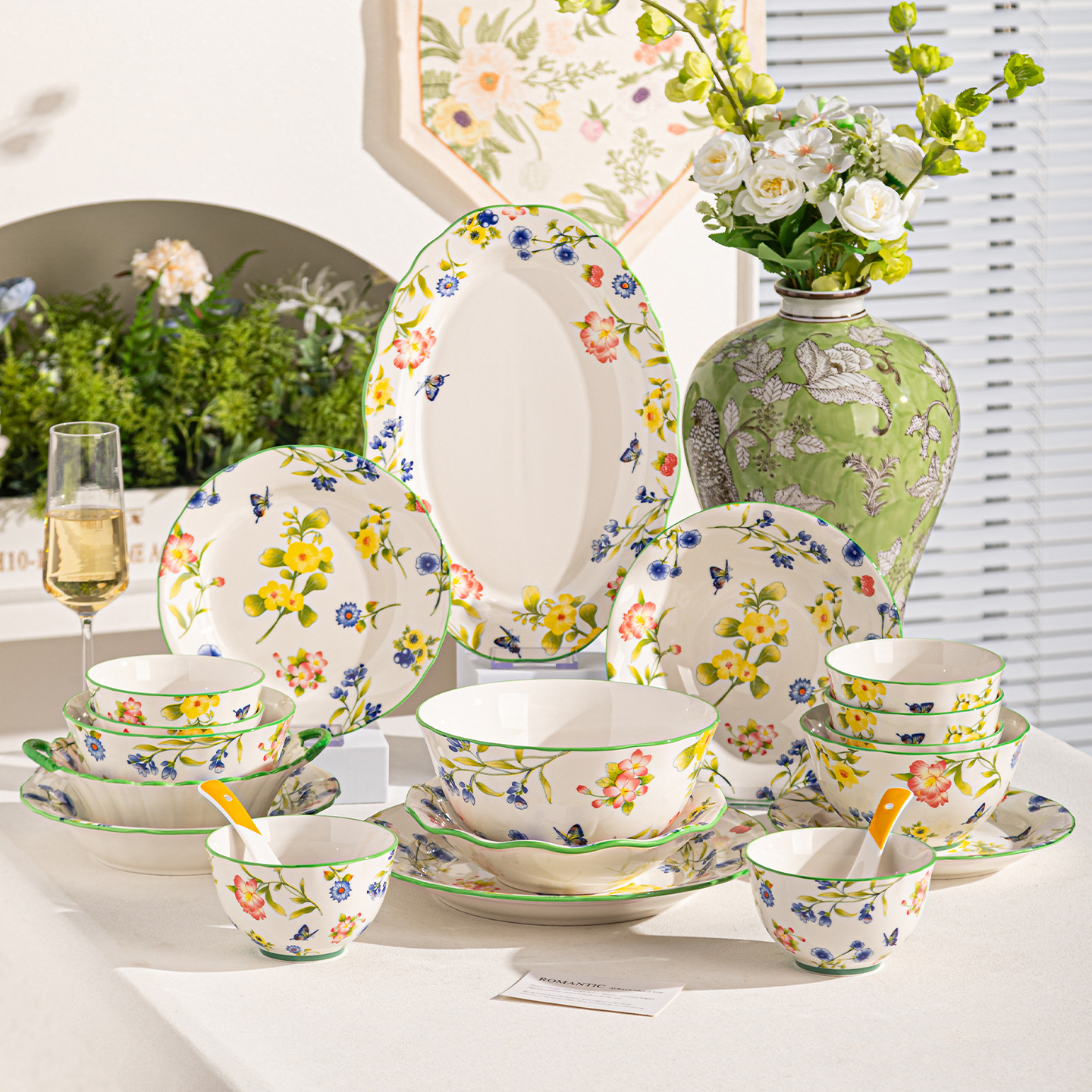 Hua Yu serie de cubiertos de cerámica de color esmaltado exquisito conjunto de platos de cerámica doméstica platos de sopa platos platos set image 1