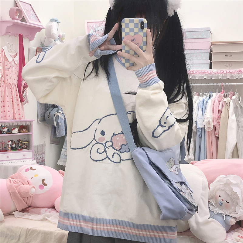 Jade Gui Dog Jacquard Sweater Women's Autumn and Winter Japanese Department College Style All-match Cute Soft Waxy Pullover Sweater jk Coat Women Jade Gui Dog Jacquard Sweater Women's Autumn and Winter Japanese Department College Style All-match Cute Soft Waxy Pullover Sweater jk Coat Women