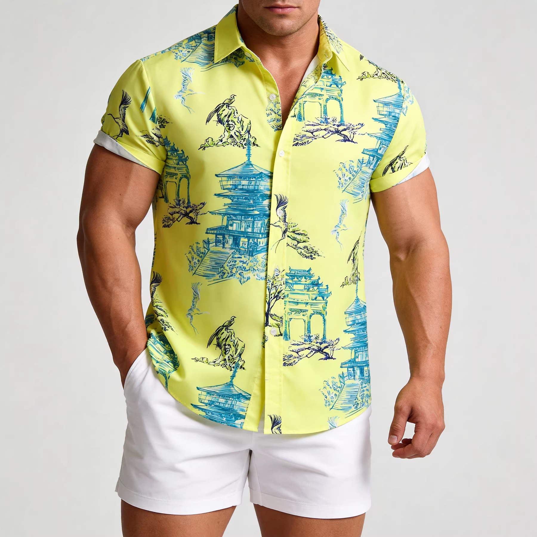 Neues Hawaiihemd für Herren (Modell 2026), modisches Kurzarmhemd mit Blumenmuster in europäischen und amerikanischen Größen für den internationalen Handel_voghion.com