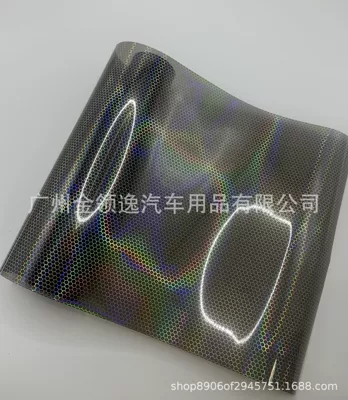 New Pvc Car Headlight Color Changing Film Rainbow Laser Honeycomb Car Light Taillight Fog Lamp Transparent Protective Film (Car headlight protective film) - light-black-03-8m