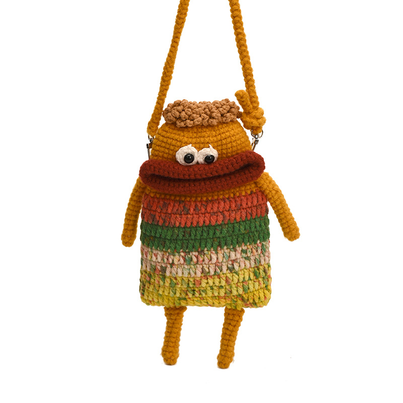 Pequeño, lindo, extraño, boca de salchicha, bolsos de hombro para niños y niñas, bolsos de gancho hechos a mano para bebés, bolsos de otoño y invierno, nuevos bolsos para niños