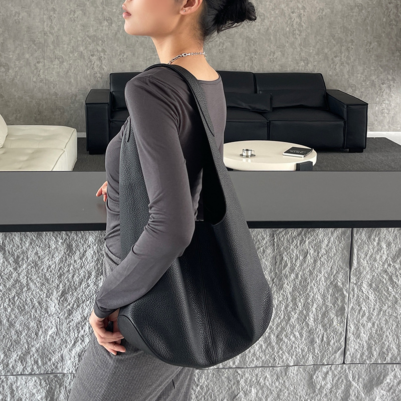 2026 New Arrival Top Grain Cowhide Luxury French Underarm Bag, Genuine Leather Shoulder Bag For Women, Commuter Style Tote - Thumbnail 3