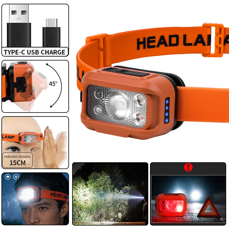 Customized Cross-border LED With Long Battery Life, Lightweight Sensor Headlamp For Outdoor Night Fishing And Running_desvips.com